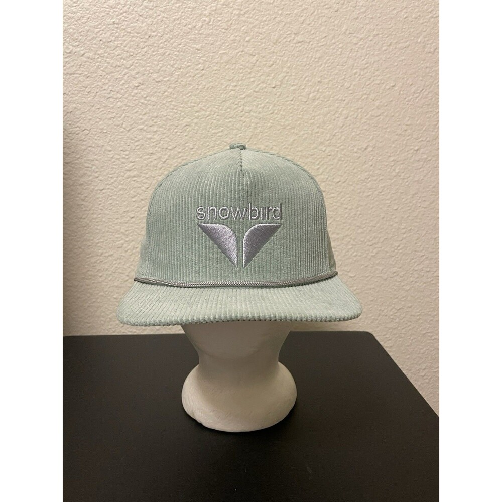 Snowbird Hat Cap Snap Back Green Corduroy Mens OSFA